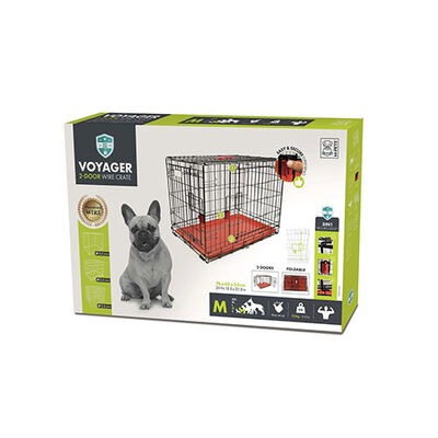 M-Pets Voyager 2-Door Dog Crate Secure Locking System Medium Red