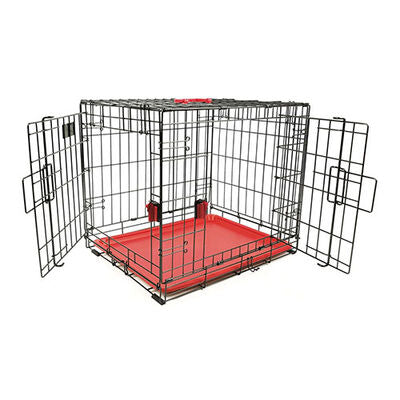 M-Pets Voyager 2-Door Dog Crate Secure Locking System Medium Red