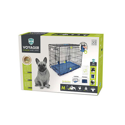 M-Pets Voyager 2-Door Dog Crate Foldable Blue Medium 76x48x53cm