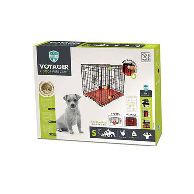 M-Pets Voyager 2-Door Folding Dog Crate Secure Lock Red 24in