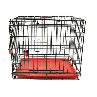 M-Pets Voyager 2-Door Folding Dog Crate Secure Lock Red 24in