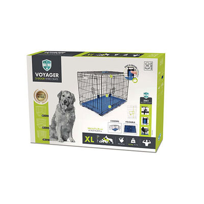 M-Pets Voyager 2-Door Folding Dog Crate Blue XL 106x71x76 cm