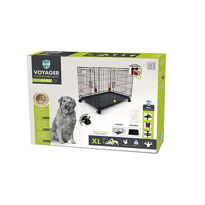 M-Pets Voyager 2-Door Wheeled Dog Crate XLarge Black 106cm