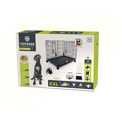 M-Pets Voyager 2-Door Rolling Dog Crate XXLarge Black 122x76x84 cm