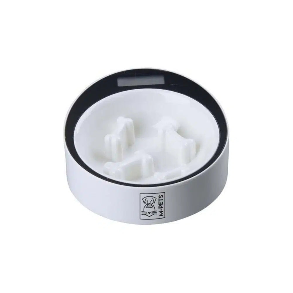 M-Pets Yumi Digital Scale Slow Feeder Pet Bowl White 0.3L