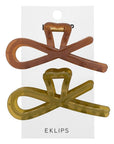 Eklips Frosted Figured Hair Clips in Green & Brown, 2 Pack