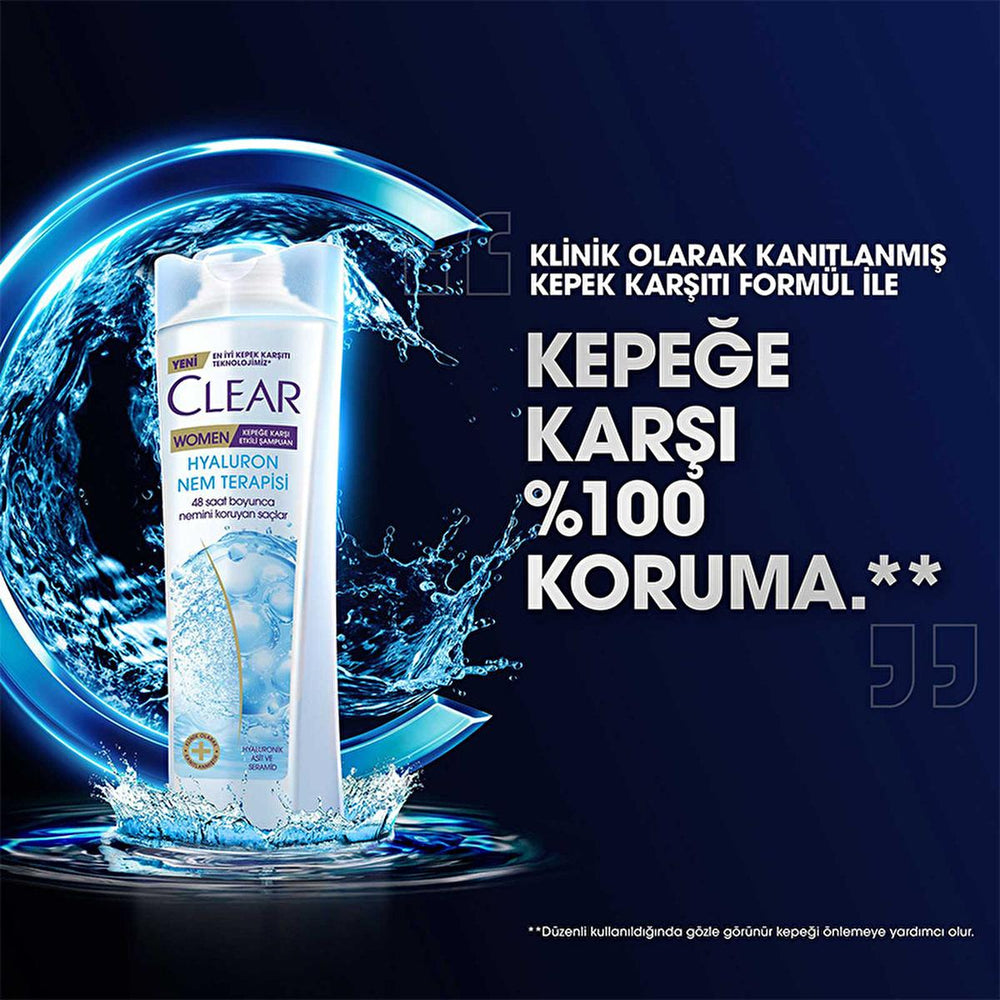 Clear Women Hyaluron Moisture Therapy Anti-Dandruff Shampoo - 48H Hydration, Dry Scalp Treatment, Volumizing Clear Women Hyaluron Shampoo: Hydrate Scalp, Anti-Dandruff anti-dandruff shampoo, moisturizing shampoo, hyaluronic acid shampoo, dry scalp treatment, volumizing shampoo, hair hydration, dandruff control, itchy scalp relief, shampoo for dry hair, clear women shampoo, shampoo, hair care, dry hair, dandruff, itchy scalp, hair volume, hydration, hyaluronic acid, ceramide, moisture-lock technology, 48-hou