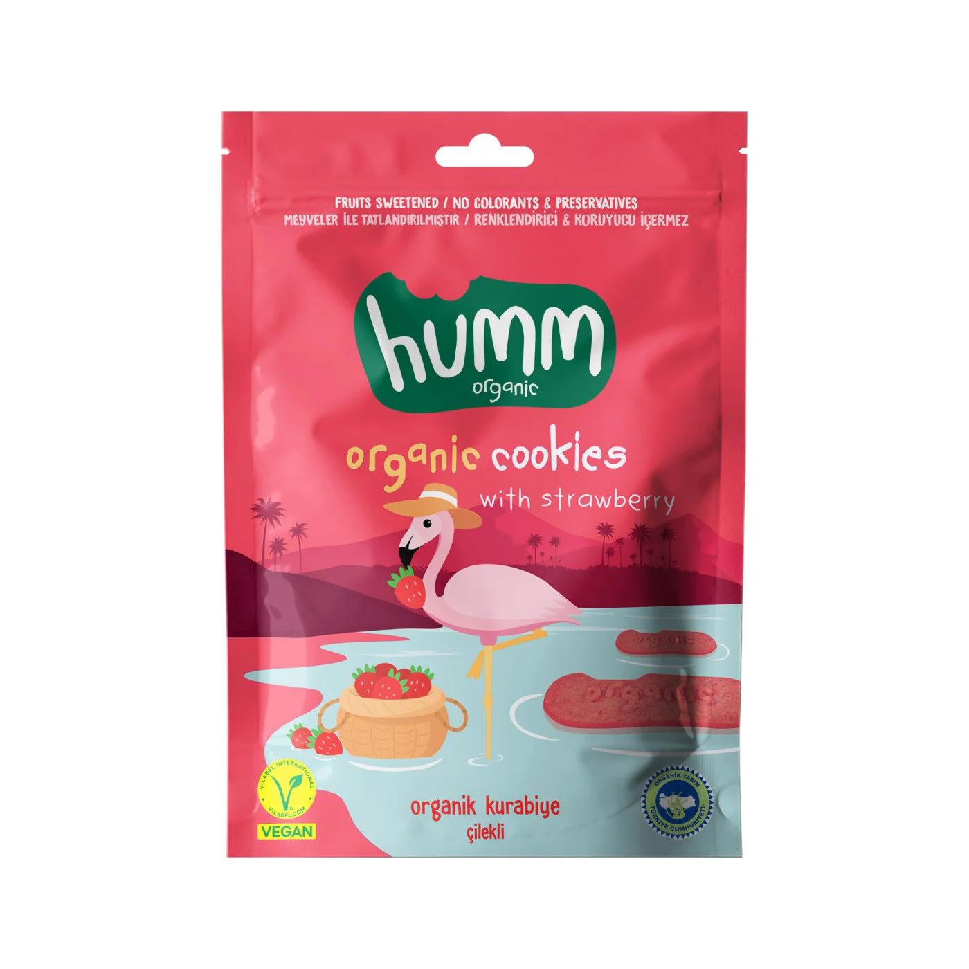 Humm Organic Vegan Strawberry Cookies with Real Fruit 55g