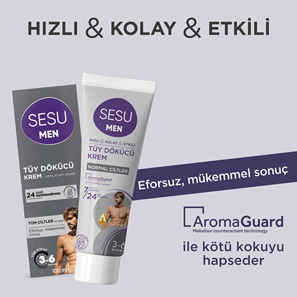 Sesu Men's Hair Removal Cream for Sensitive Skin - 3-6 Minute Quick Hair Removal, Dermatologically Tested, Vitamin - view 4