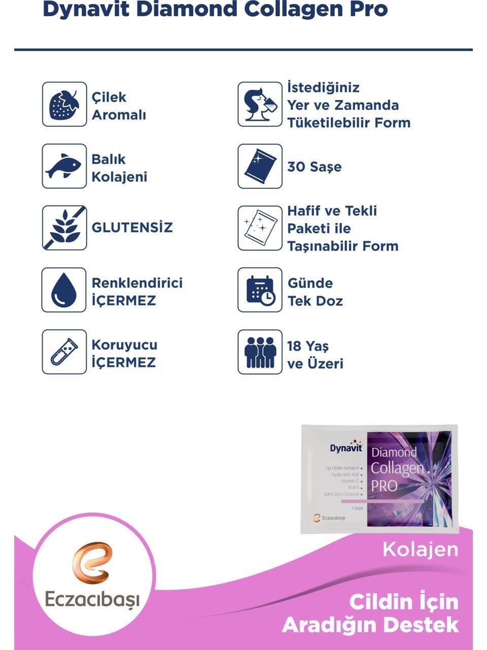Dynavit Diamond Collagen Pro 30 Sachets - Premium Collagen Supplement with Hyaluronic Acid & Vitamin C for Skin - view 4