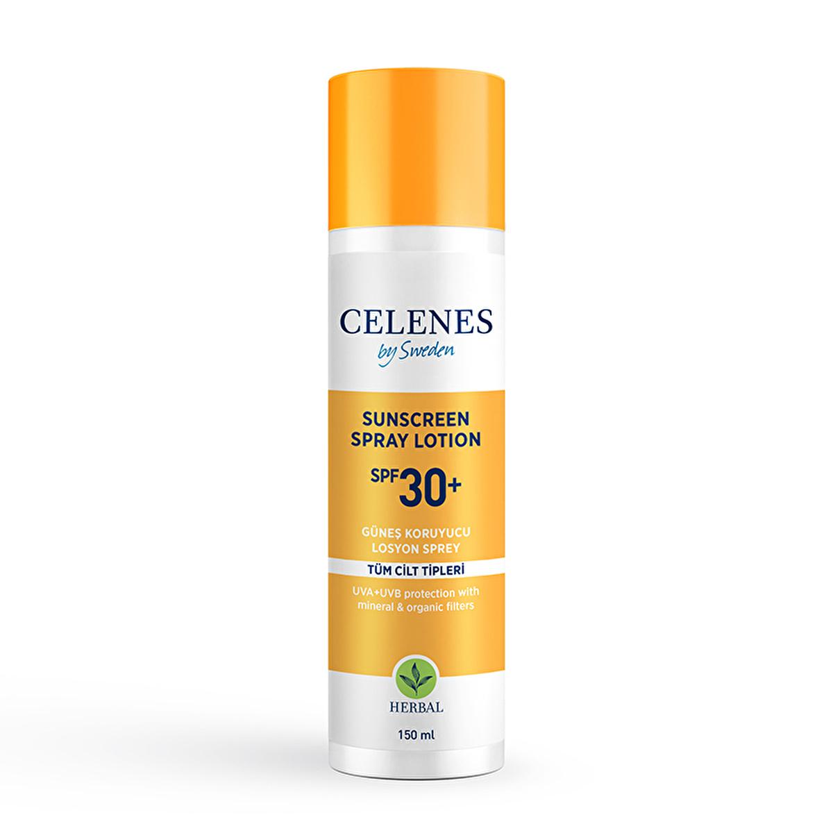 Celenes Herbal SPF 30+ Sunscreen Lotion Spray: UVA/UVB Protection, Nordic Extracts, No White Cast, Alcohol & Paraben-Free, Water Resistant Celenes Herbal SPF 30+ Sunscreen: Natural UVA/UVB Protection sunscreen spray, SPF 30+ sunscreen, mineral sunscreen, organic sunscreen, sun protection lotion, paraben free sunscreen, alcohol free sunscreen, sunscreen for sensitive skin, UVA UVB protection, water resistant sunscreen, sun protection, skin care, natural sunscreen, gentle sunscreen, UVA protection, UVB protec
