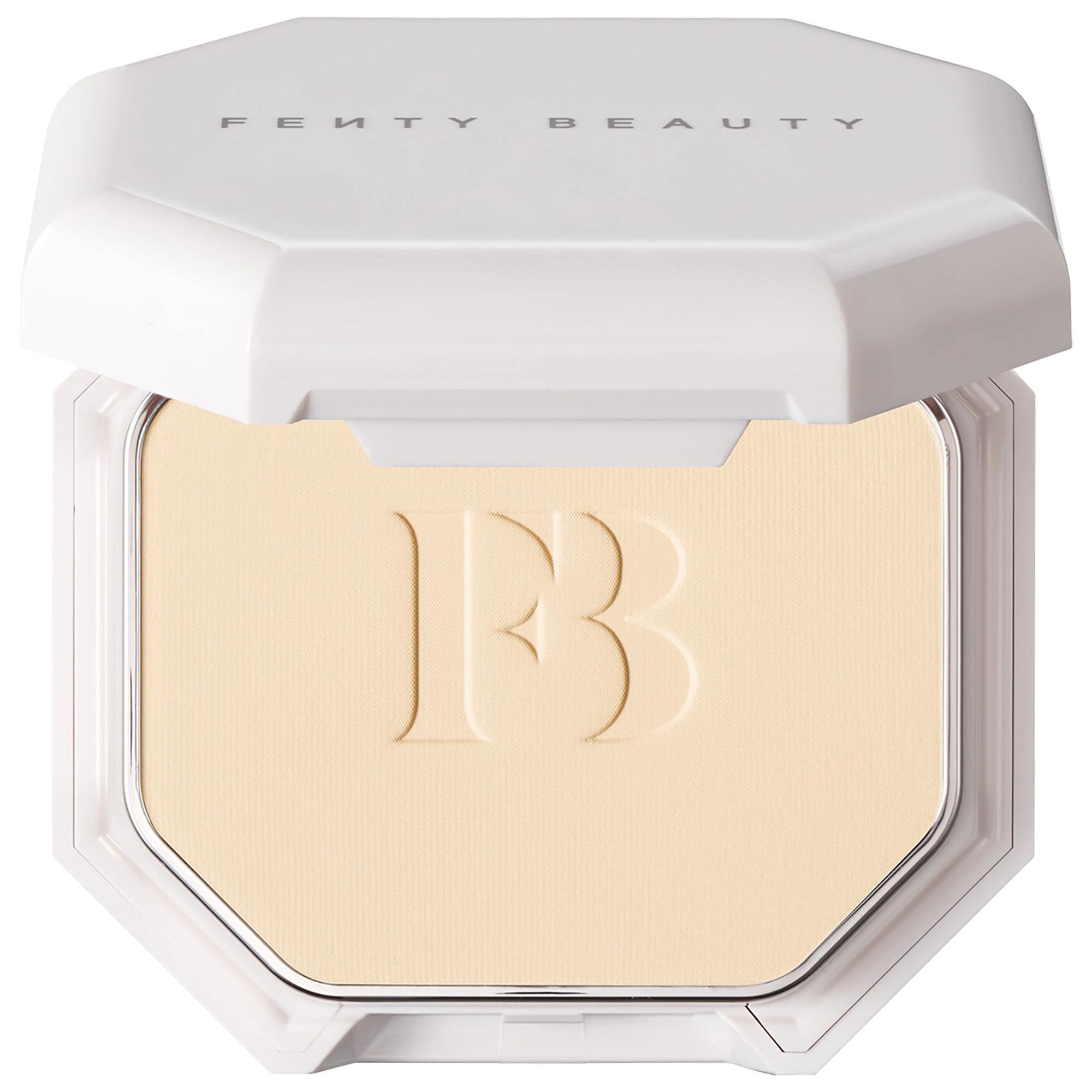 Fenty Beauty Pro Filt'r: Soft Matte Longwear Powder Foundation | Full Coverage, Vegan, Cruelty-Free & Sweat-Resistant Shine Control Fenty Powder Foundation: Matte, Longwear & Vegan | Shop Now powder foundation, matte foundation, longwear foundation, vegan foundation, cruelty-free foundation, buildable coverage foundation, oil control foundation, sweat resistant foundation, foundation, makeup, face makeup, long-wearing makeup, oily skin, combination skin, natural finish, matte finish, portable, touch-ups, tr