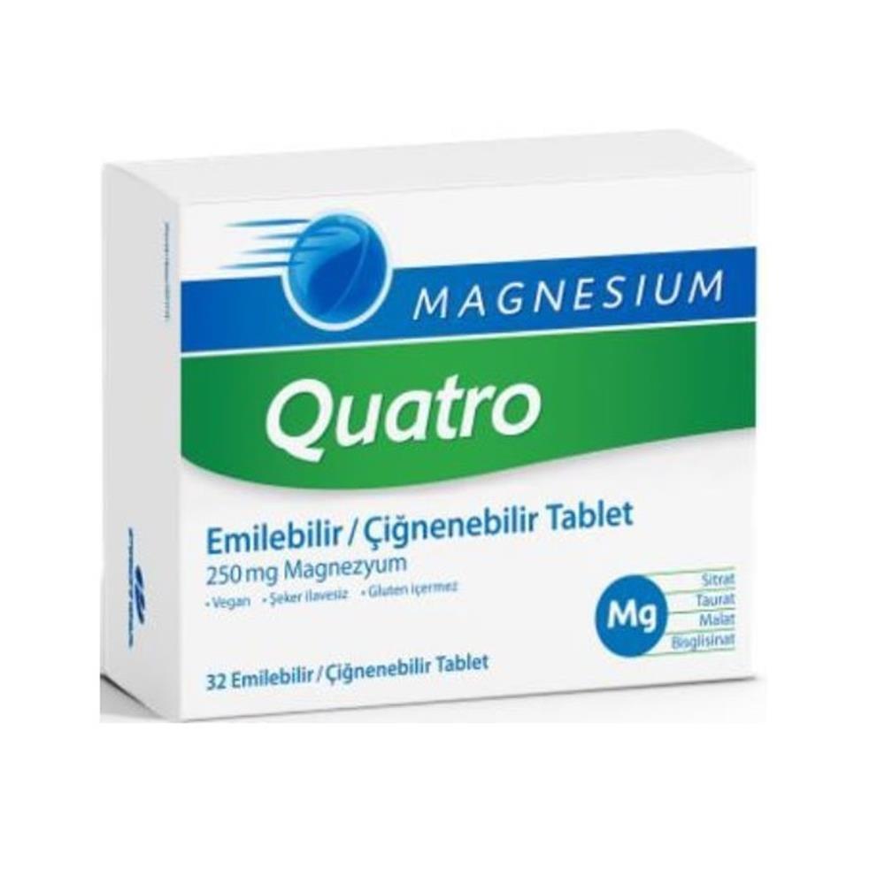 Quatro Magnesium Quatro 32 Chewable Tablets - Magnesium for Dietary Needs, Relieves Deficiency, Easy to Consume - image 3