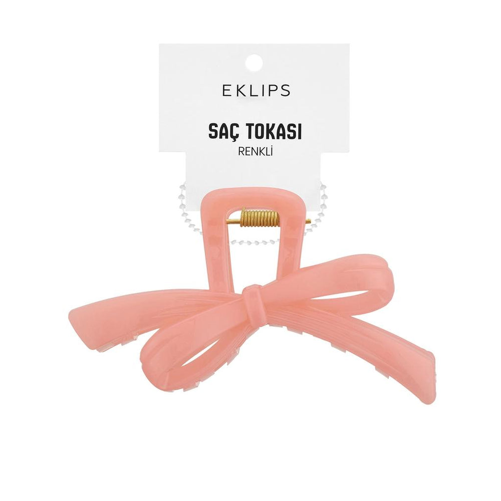 Eklips Ribbon Bow Claw Clip for Secure Hold in Peach