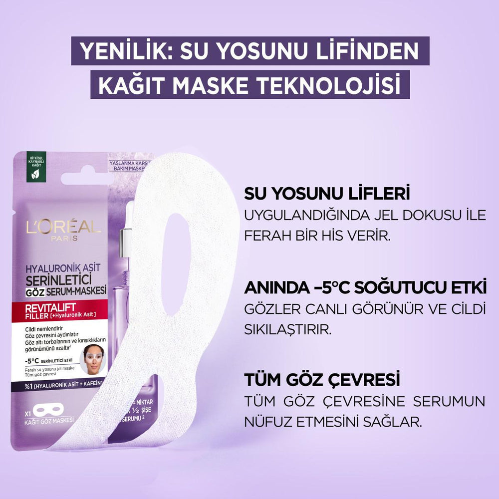 Loreal Paris Revitalift Filler Hyaluronic Acid Cooling Eye Serum Mask - Anti-Aging, Hydrating Sheet Mask for Dark Circles and Fine Lines Loreal Paris Revitalift Eye Serum Mask - Anti-Aging & Hydrating Loreal Paris Revitalift, Eye Serum Mask, Anti-aging, Hyaluronic Acid, Cooling Eye Mask, Sheet Mask for Eyes, Dark Circle Reduction, Hydrating Eye Mask, Skincare, Eye Care, Beauty Products, Anti-Aging Skincare, Eye Serum, Cooling Mask, Revitalift Filler, Paris Skincare