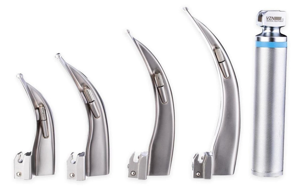 Vzn Macintosh Laryngoscope Set with 4 Blades and Hard Case