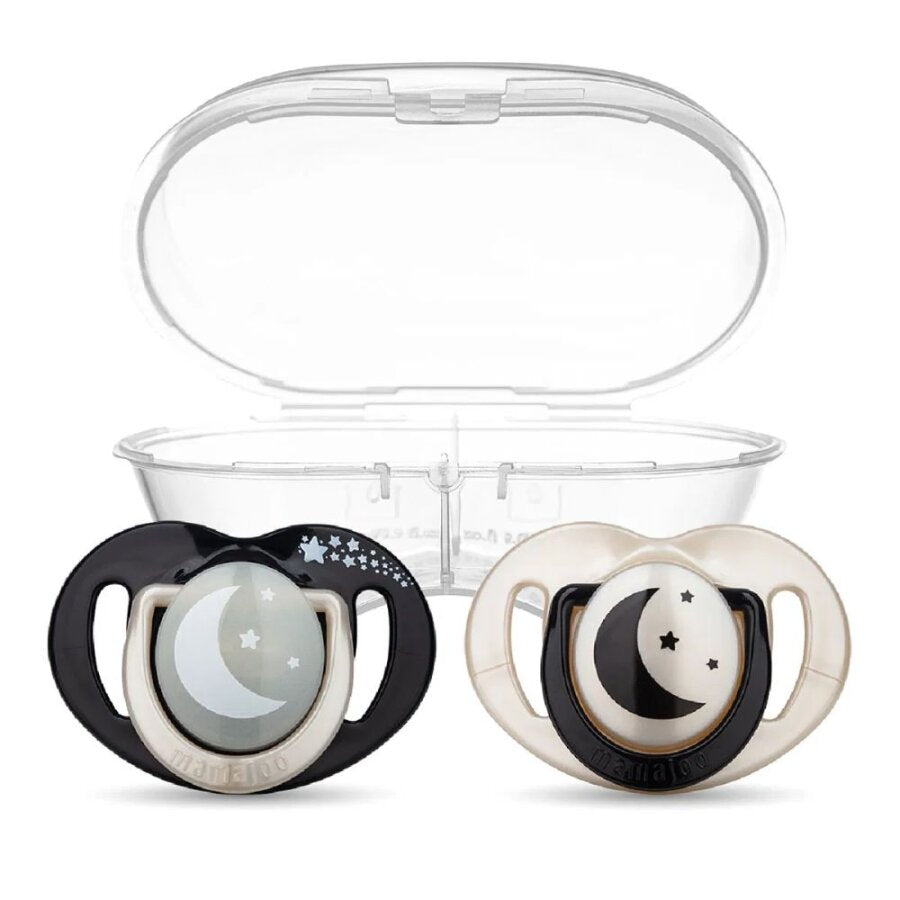Mamajoo Orthodontic Black & Pearl Night & Day Pacifier Set 12m+
