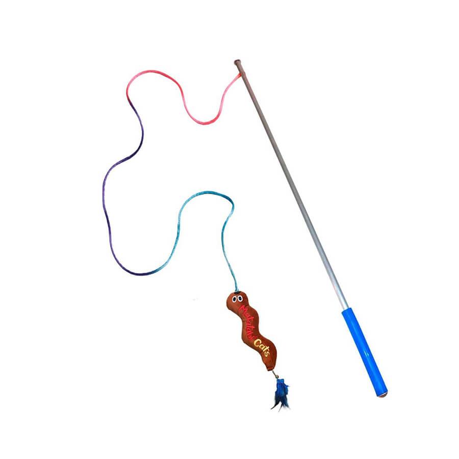 MatatabiCats Wormy Feather Cat Wand with Aluminum Handle 50cm