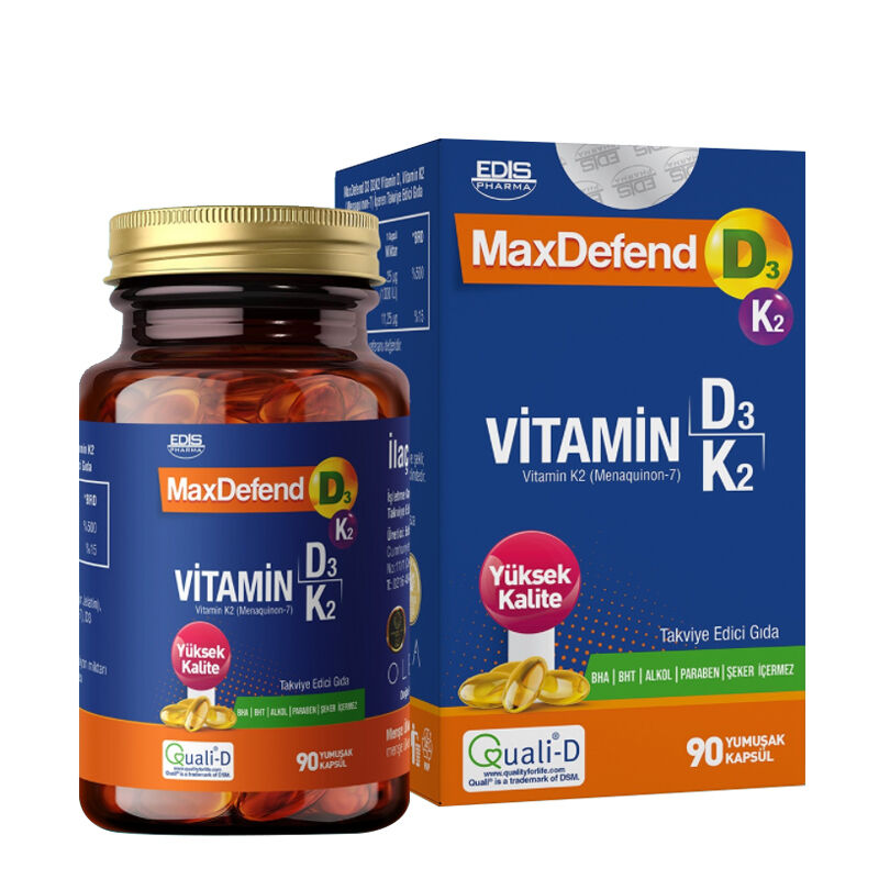 Edis Pharma MaxDefend Vitamin D3 &amp; K2 Supplement 90 Capsules