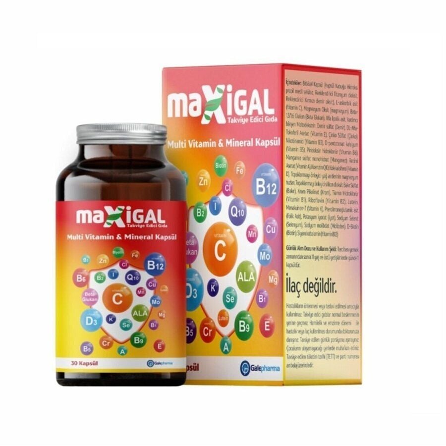 Maxigal Multivitamin & Mineral Daily Supplement 30 Capsules