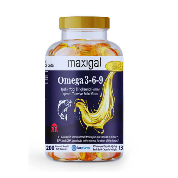 Maxigal Omega 3 6 9 Dietary Supplement 200 Capsules