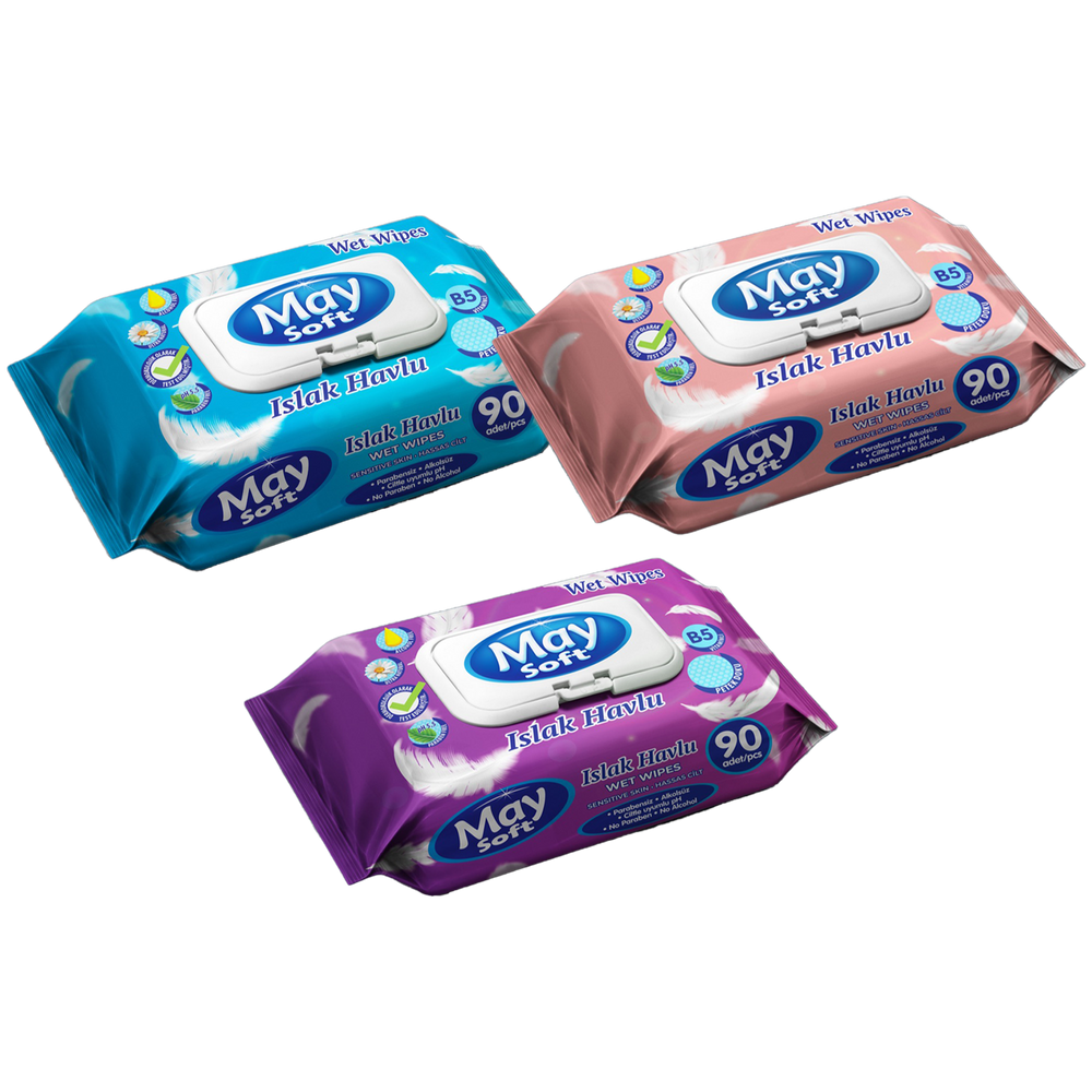 May Soft Wet Wipes for Gentle Cleansing 90 Count 3 Pack