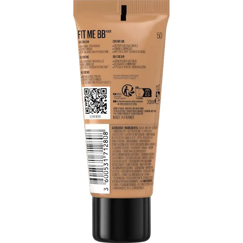 Maybelline Fit Me BB Cream SPF 50+ Tinted Moisturizer 50 30ml
