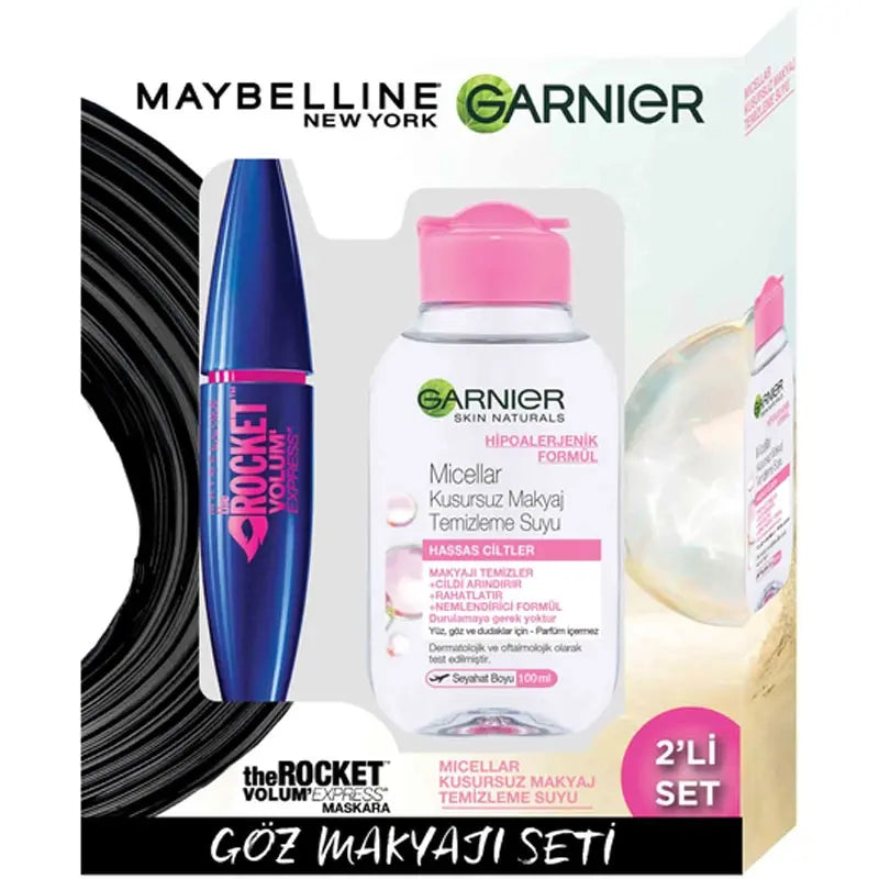 Maybelline Rocket Volume Mascara &amp; Garnier Micellar Water Set