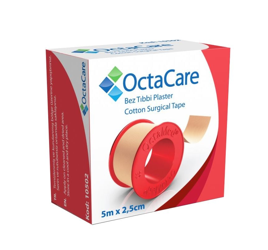 Octamed Cotton Medical Plaster Tape for Secure Fixation 5m x 2.5cm