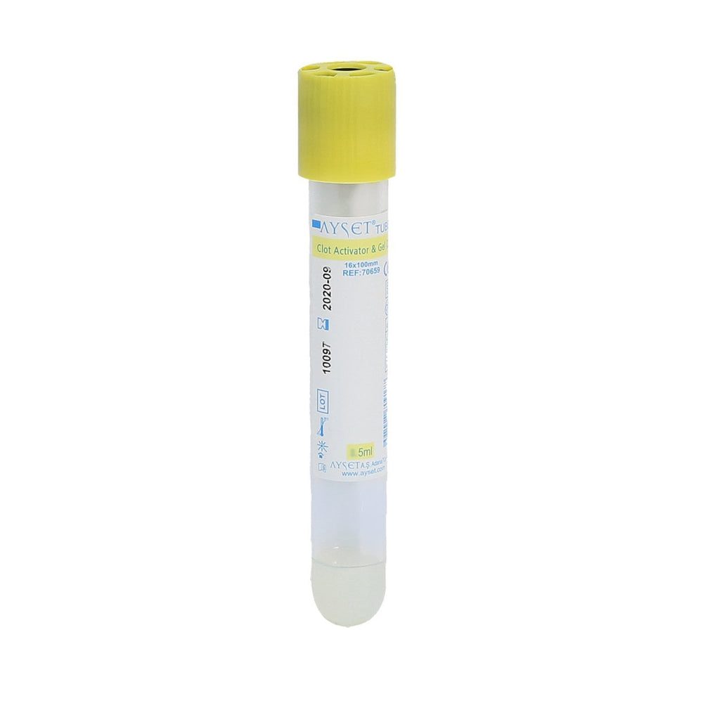 Ayset Blood Collection Tubes with Gel and Clot Activator 5 ml 100 Count