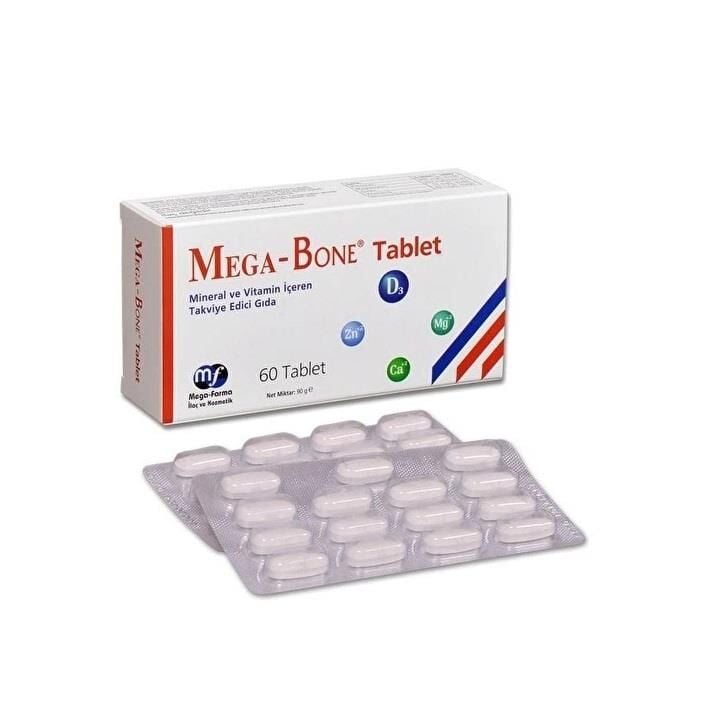 Mega Farma Mega-Bone Calcium & Magnesium Supplement 60 Tablets