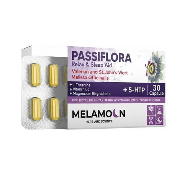 Melamoon Pasiflora Herbal Supplement for Relaxation 30 Capsules
