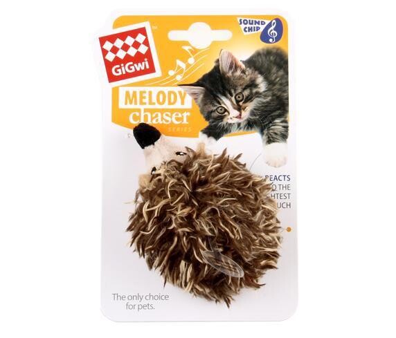 GiGwi Melody Chaser Plush Hedgehog Sound Cat Toy 8.5cm