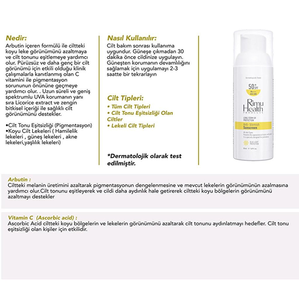 Rimu Health Brightening Arbutin Sunscreen SPF 50 ml