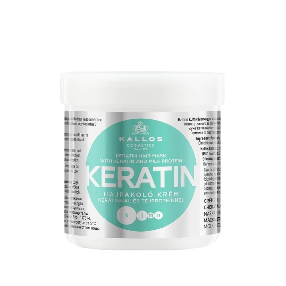 Kallos Cosmetics Keratin Hair Mask with Milk Protein for Damaged & Chemically Treated Hair, 500ml - Nourishing - Hair Mask