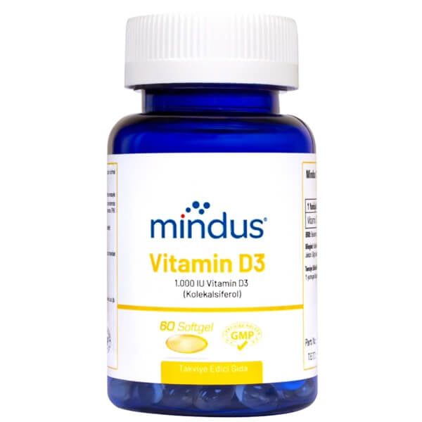 Mindus Vitamin D3 1000 IU Dietary Supplement 60 Softgels