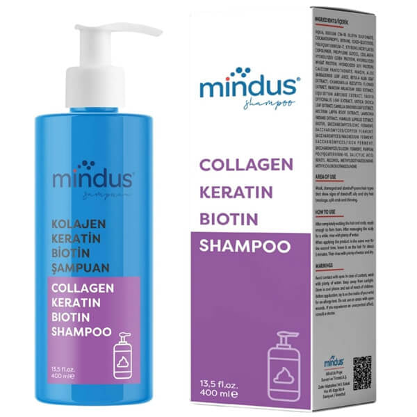 Mindus Collagen &amp; Keratin &amp; Biotin Shampoo for Hair Strength 400 ml