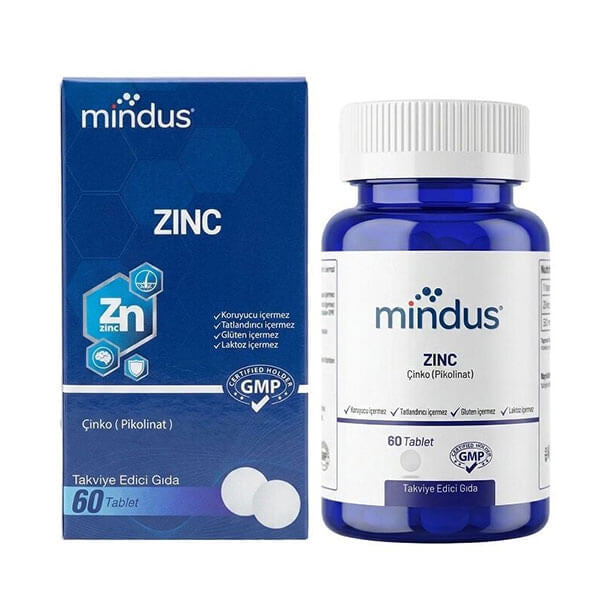 Mindus Zinc Dietary Supplement for Immune Support 60 Tablets