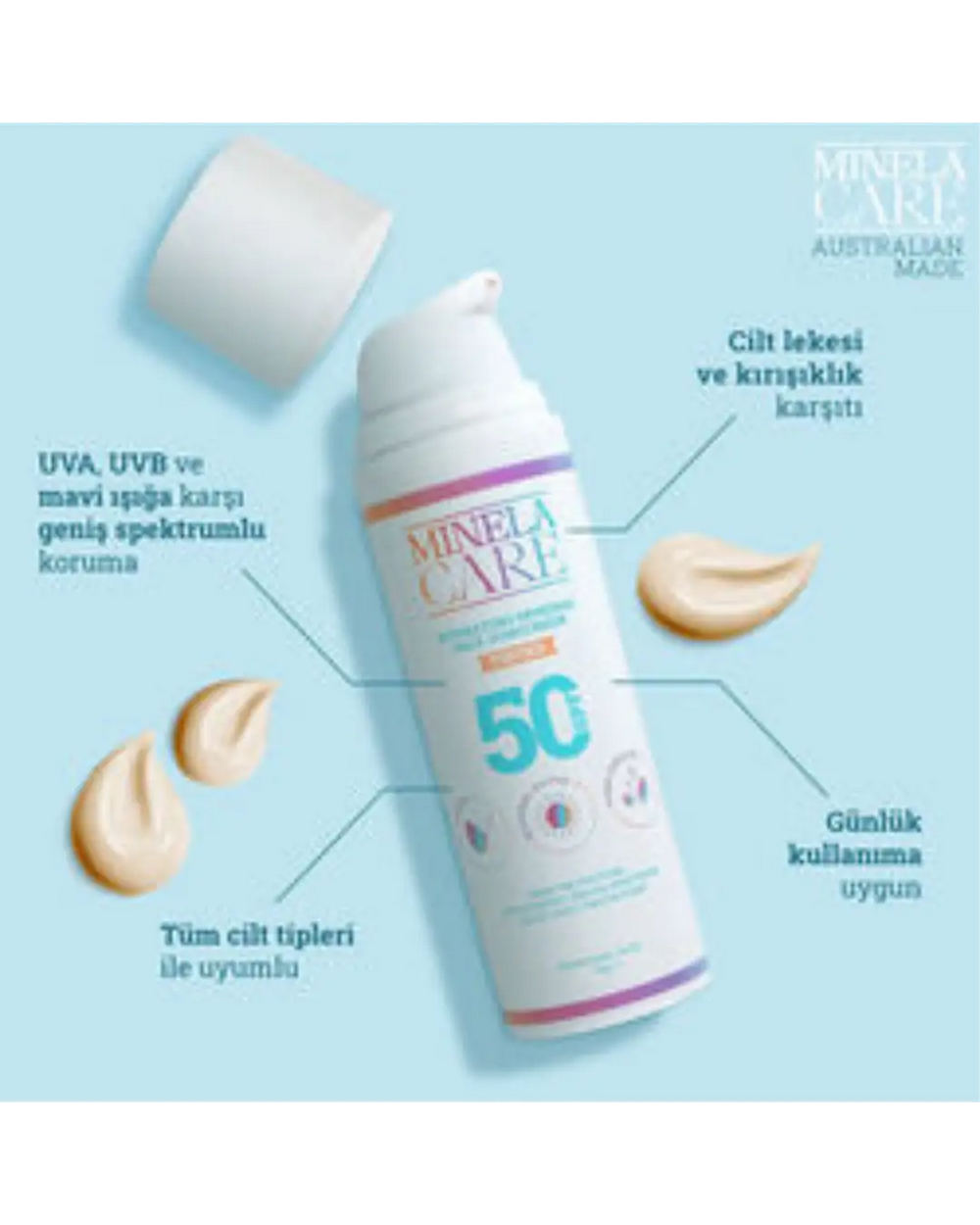 Minela Care SPF 50 Tinted Moisturizing Face Sunscreen 70g