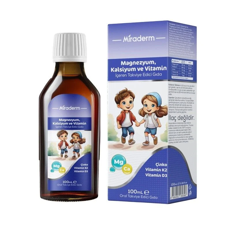 Miraderm Magnesium Calcium &amp; Vitamin Liquid Supplement 100ml
