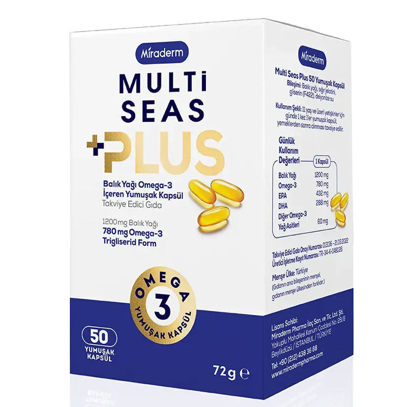 Miraderm Multi Seas Plus Fish Oil Omega 3 Supplement 50 Softgels