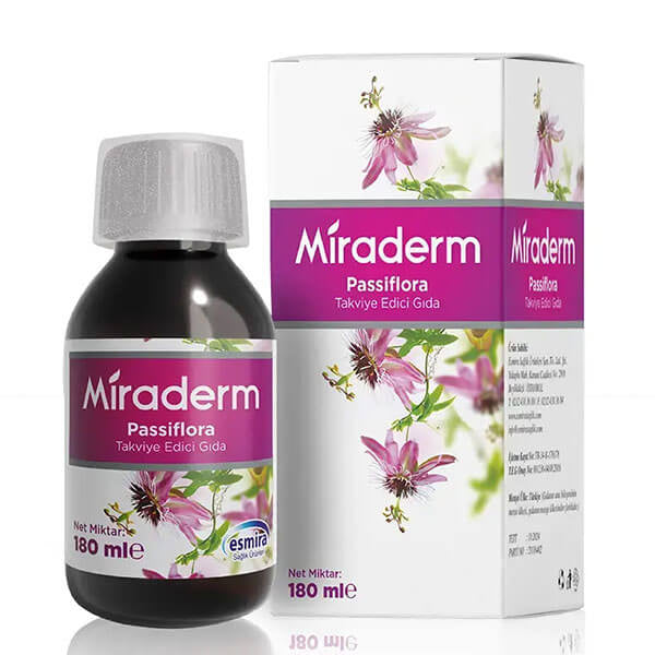 Miraderm Passiflora Syrup Calming Liquid Supplement 180 ml