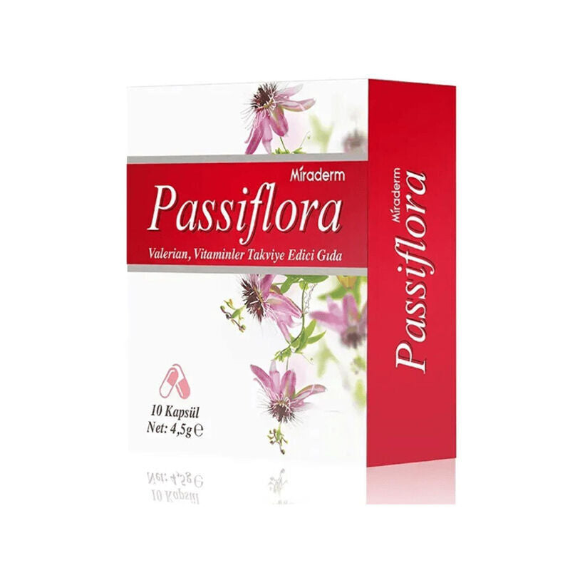 Miraderm Passiflora Dietary Supplement with Valerian 10 Capsules