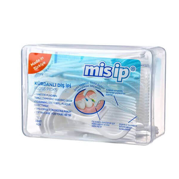 Misip Dental Floss Picks with Case 50 Count