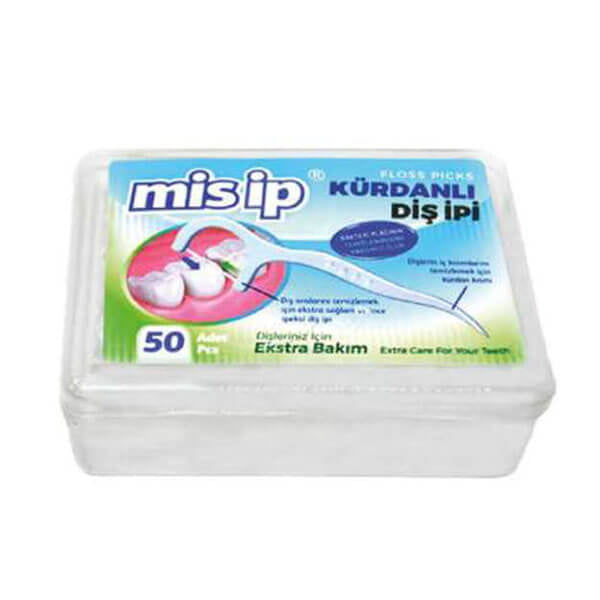 Misip Dental Floss Picks with Square Case 50 Count