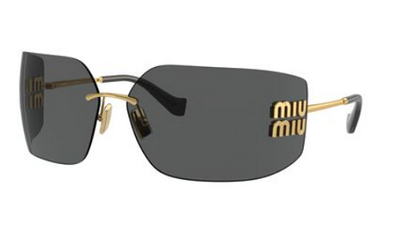 Miu Miu SMU 54Y Rimless Shield Sunglasses with Yellow Metal 80mm