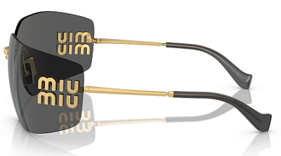 Miu Miu SMU 54Y Rimless Shield Sunglasses with Yellow Metal 80mm