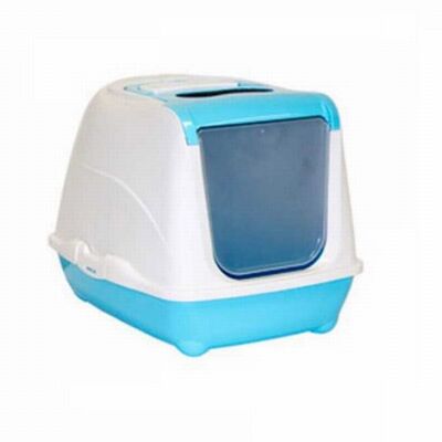 Moderna Flip Cat Hooded Litter Box with Easy-Clean Lid 50cm Blue