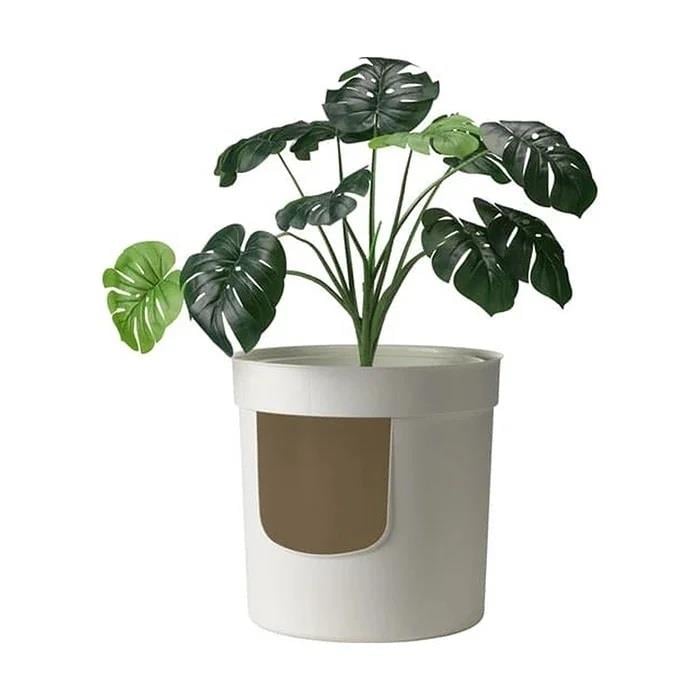 Moderna Hidden Planter Covered Cat Litter Box with Plant Pot Design - White
