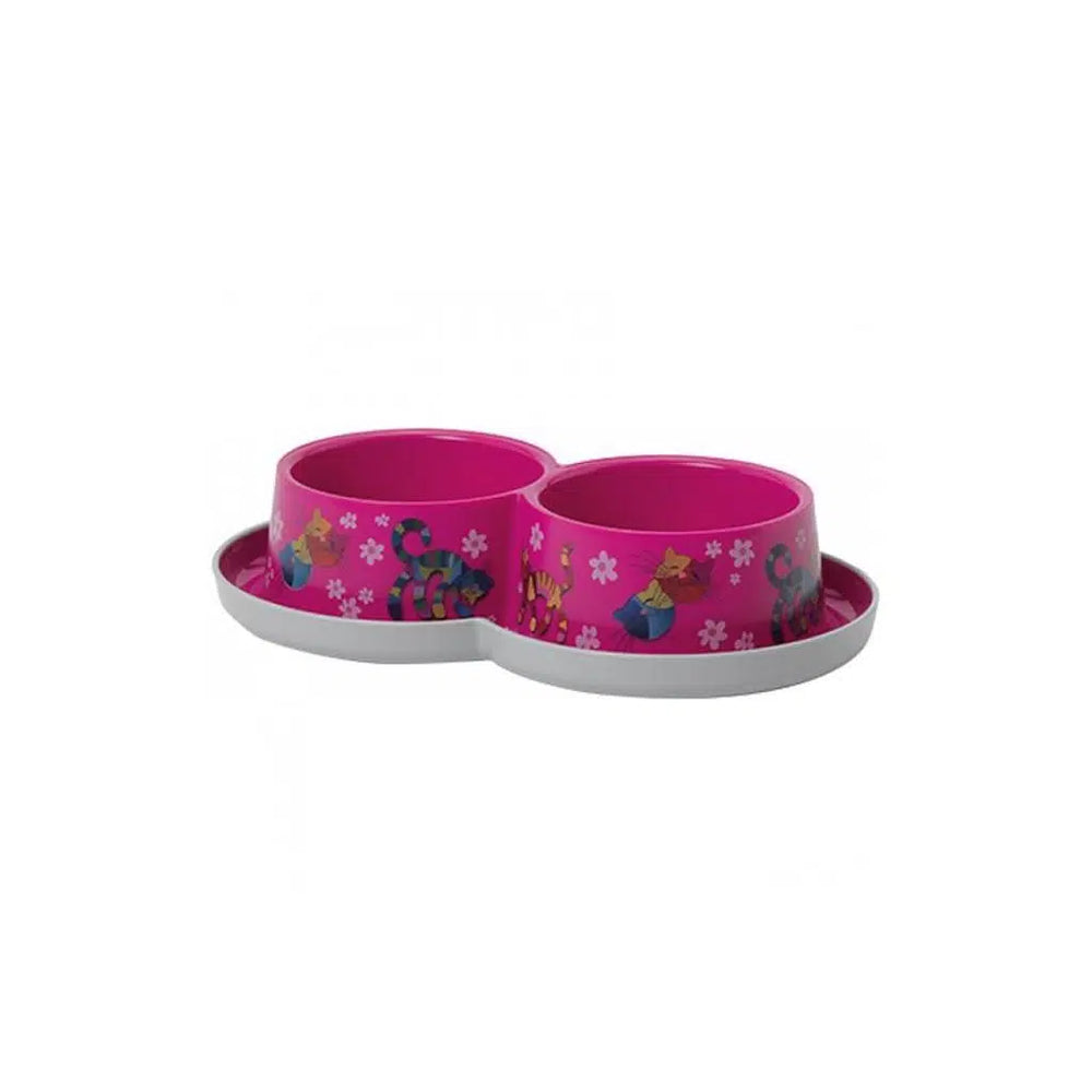 Moderna Trendy Double Food & Water Bowl Fuchsia 2x350 ml